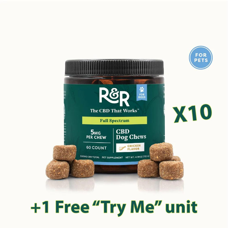R+R Medicinals Pet Buy 10 + 1 Try Me Free! R+R Medicinals Proprietary Full Spectrum CBD Dog Chews CBD Distribution CBD CBD Wholesale